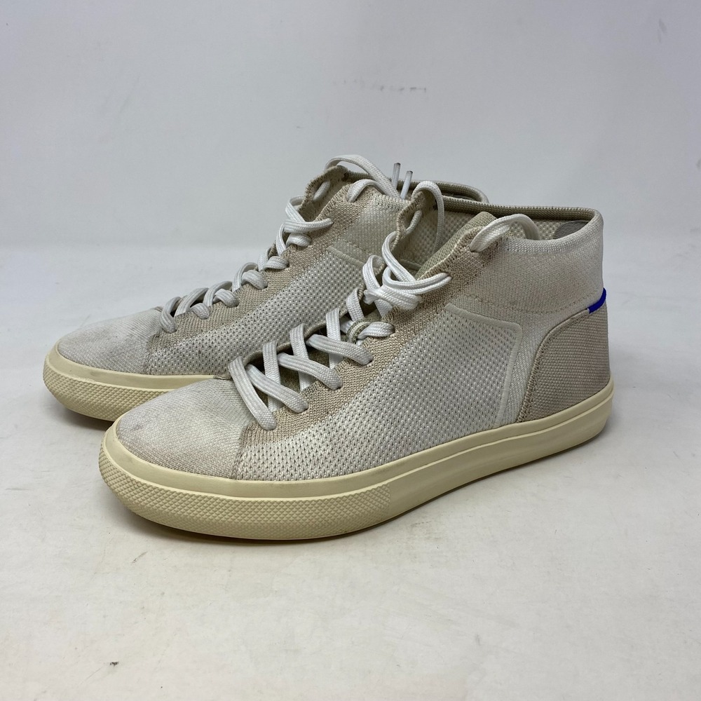 Rothy's Women's Knit Lace-Up High-Top Sneakers W9 Cream Natural Machine Washable